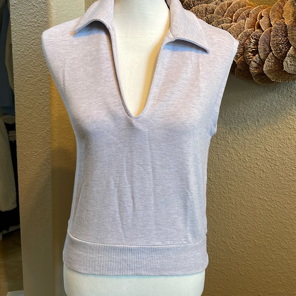 Monrow V Neck Collar. Lavender Sweater . New With Tags . Size Xxs But Oversized